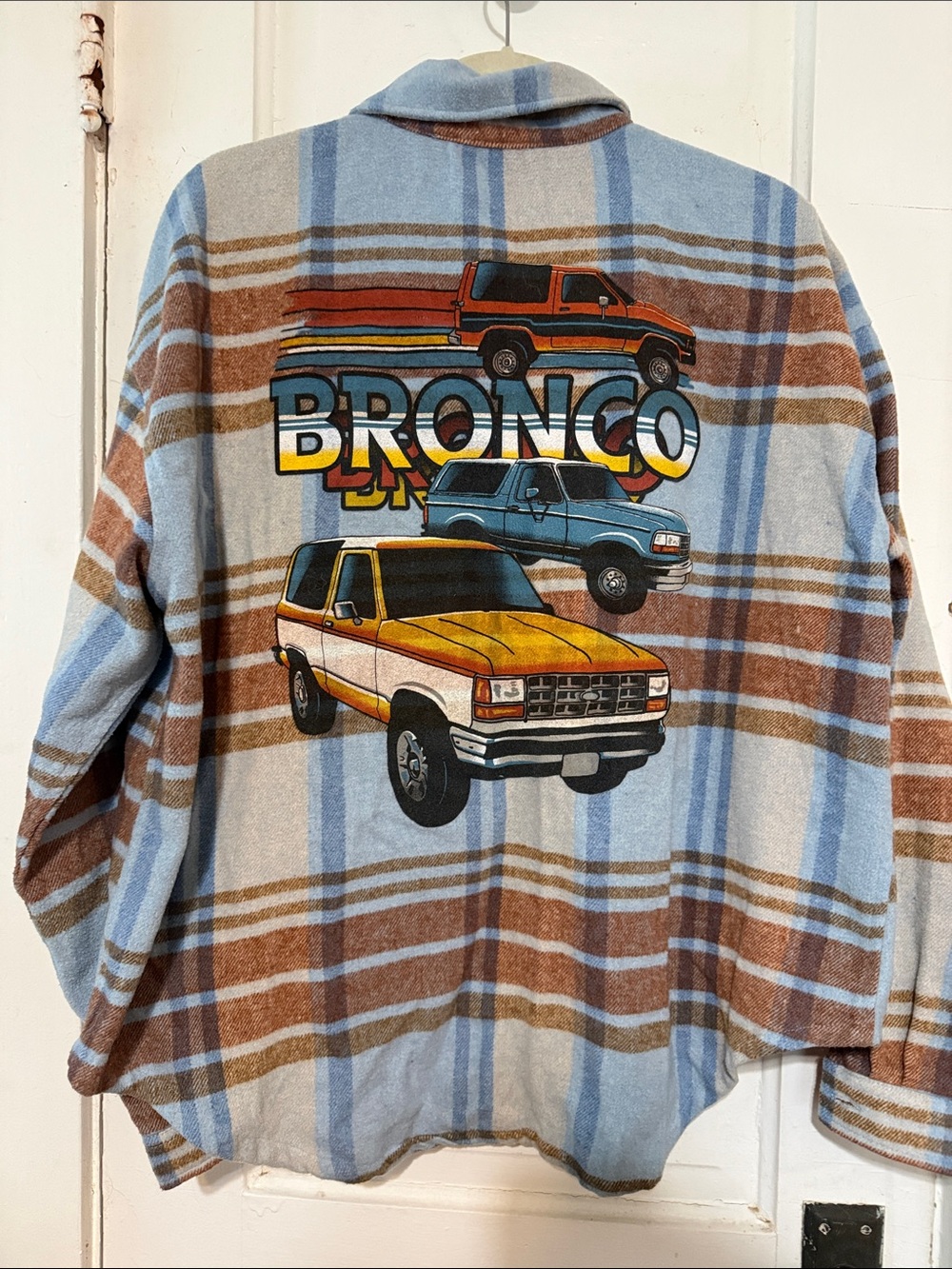 Ford Plaid Bronco Jacket - Light Blue & Brown